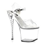 7 Inch Sexy Platform Shoes Rhinestone Heel High Platform Clear Sandals