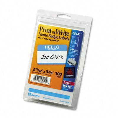 Avery Print or Write Name Badge Labels, Red Border,  2-11/32  x  3-3/8 Inches, Pack of 100 (5143)