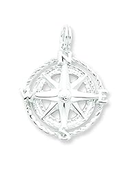 Sterling Silver Compass Rose Charm & 18" Chain