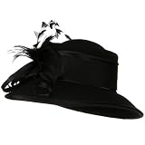 Strap Ribbon Wool Felt Dress Hat - Black W27S40C