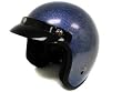 Metal Flake Motorcycle Helmet Vintage Glitter Blue Open Face Chopper Bobber (Large)