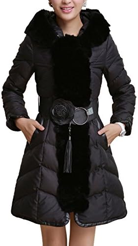 Hellofashion Women's Winter Faux Fur Slim Fit Keep Warm Lined spanning Coat Black S