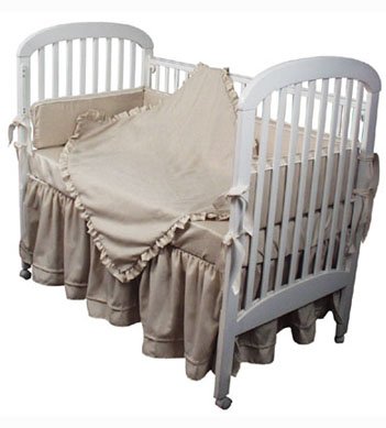 Kitchen: 4 Piece Crib Bedding Set  Ecru 