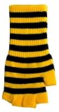 Yellow and Black Striped Fingerless Gloves Knit Cut Off Gloves Goth Emo Golves Punk Perfect addition to your Gothic, Punk, or Rockabilly wardrobe