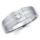 14K White Gold Round-cut 14K White Gold Round-cut Diamond Men's Engagement Wedding Band Ring (0.1 CTW., G-H Color, SI1-2 Clarity)