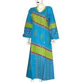 Caftan Ladies Evening-Gown Cotton Fabric Long Length Loose Fit Casual Comfort Dress Size S...