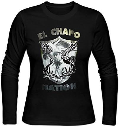 Loshery Women's El Chapo Nation Long T-shirts Casual Cotton Tee M Black