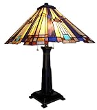 Tiffany-glass Marvel Mosaic Mission Table Lamp 15 Shade