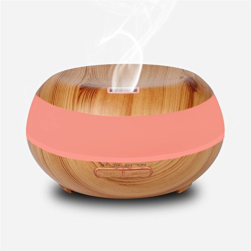 YouVogue 300ml Essential Oil Diffuser Wood Grain Mist Humidifier Aroma Diffuser with 7 Changing Colored Led Lights for Bedroom Baby Room Office Yoga Spa