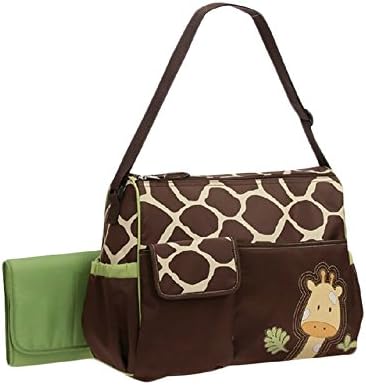 Uboys Living 3 In 1 Large Capacity Waterproof Giraffe Print Mummy Diaper Bag Totes with Changing Mat (Green)