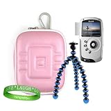 Kodak PlaySport HD Waterproof Pocket Video Camera, Mini Camcorder Accessories Kit: EVA Smooth Pink Protective Hard Kodak Camera Case + BLUE Kodak Camera Tripod with Flexible Grip Legs + Universal Kodak Screen Protector + Live * Laugh * Love VG Wrist Band!!!