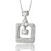 14k White Gold Square Drop Diamond Pendant Necklace (HI, I, 0.45 carat)