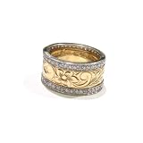 Diamond Crusted Makamae Hawaiian Wedding Ring
