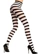 Black and White Nylon Opaque Wide Striped Tights for Women