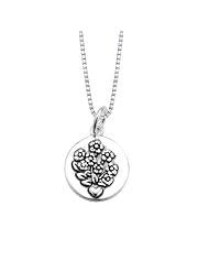 Sterling Silver "All Things Grow with A Mothers Love" Reversible Pendant Necklace with Flowers, 18"