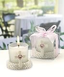 Candle Jar with Cross & Pink Rhinestones in Clear Box (Set of 6)
