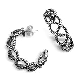 Sterling Braided Design Hoop Earrings