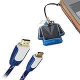 GTMax 10 Feet, White/Blue High Speed Gold-Plated Flat Mini HDMI to HDMI Cable Version 1.4 W/Nylon Sleeve Supports 4096×2160p Resolution + Bargaincell LCD Keychain PVC Mobile Cleaner GTMax 10 Feet, White/Blue High Speed Gold-Plated Flat Mini HDMI to HDMI Cable Version 1.4 W/Nylon Sleeve Supports 4096×2160p Resolution + Bargaincell LCD Keychain PVC Mobile Cleaner