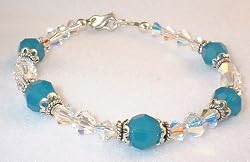 Carribean Blue w/Clear Hand crafted Swarovski Bracelet