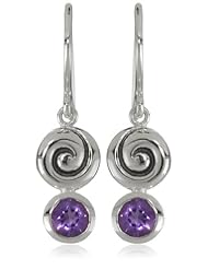 Zina Sterling Silver Swirl Drop Earrings With Amethyst
