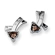 Smokey Quartz and Diamond Sterling Silver Earrings