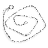 Sterling Silver Bead and Bar Chain Bracelet Anklet 9 inch long 1.2 mm thickness Rhodium Plated Spring Ring Clasp