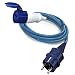 5m European schuko plug to UK Camping electric hookup Fly lead converter adapter cable Euro Schuko plug Type E+F Hybrid to UK Blue IP44 Standard 250v Hookup coupler socket. France, Belgium, Germany Europe