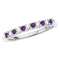 10K White Gold 0.13 ct. Diamond with Alternating 1/4 ct. Amethyst Anniversary Ring