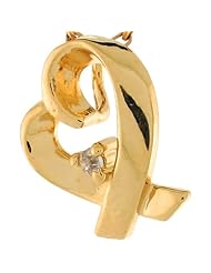 14k Yellow Gold Diamond 1.1cm Simple Floating Heart Slide Charm Pendant