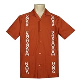 Father's Day Special - Men's Guayabera Shirt - Cool Mexican, Cuban Wedding and Cigar Clothing, Burnt Orange