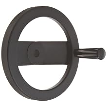 2 Spoked Black Powder Coated Aluminum Dished Hand Wheel with Revolving Handle, 8" Diameter, 5/8" Hole Diameter (Pack of 1)