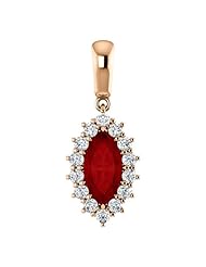 18K Rose Gold 10.00x5.00mm Marquise Cut Chatham Created Ruby and Diamond Pendant -- LIFETIME WARRANTY