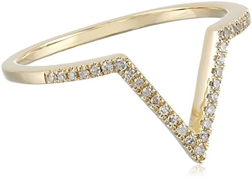 14k Gold Diamond Thin Chevron Ring (1/10cttw, I-J Color, I2-I3 Clarity), Size 7