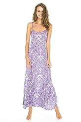 Rayon Empire   Waistline Crinkled Sleeveless Summer Paisley Maxi Dress 