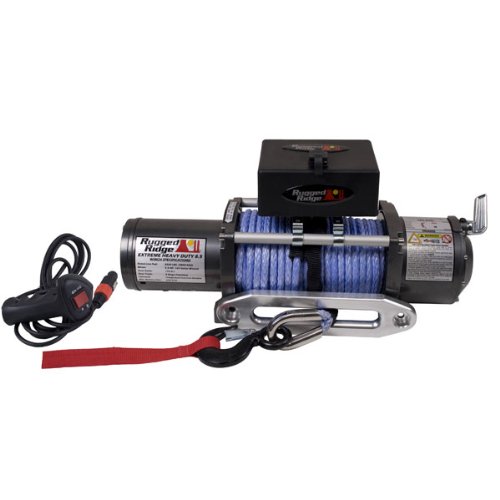 Rugged Ridge 1510002 8500 lbs Winch with 2364 X 100 Synthetic Rope and Hawse Fairlead