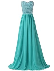 Strapless Sweetheart Crystal Beaded Sequined Lace-Up Acrylic/Chiffon/Satin Evening Dress/Prom Dress/Party Dress 