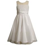 Bonnie Jean Girls PLUS SIZE 12.5-20.5 WHITE BONAZ ROSETTE MESH OVERLAY Special Occasion Wedding Flower Girl First Communion Party Dress
