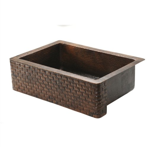 33 Copper Hammered Kitchen Apron Single Basin Sink w/ Tuscan Design