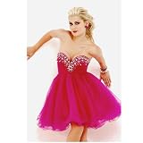 Nina Canacci Juniors Fuchsia Rhinestone Tulle Short Dress Size 0-14