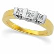 14K Two-Tone Gold Diamond Three Stone Ring - 0.67 Ct.