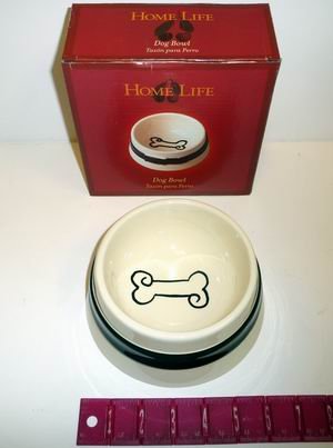 Ceramic Dog Bowl with Collar Accent, 6