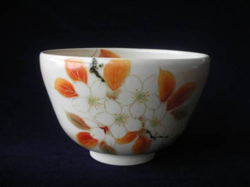【抹茶碗】 土渕陶葊 山桜・抹茶碗 木箱付 京焼 