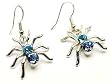 Small Creture Spider Crystal Studs Earrings Blue Crystals