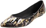 KATHY Van Zeeland Women’s Beatz Flat,Black/Metallic,7 M US