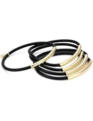 Jules Smith "Wrapped Up" Set of Five 14k Gold-Wrapped Black Jelly Bangle Bracelets, 8.5"