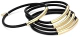 Jules Smith Wrapped Up Gold Wrapped Black Jelly Bangle Bracelets, Set of 5