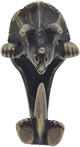 Enhanced Alloy Triceratops Dinosaur Adjustable Animal Wrap Ring Retro Vintage Bronze Tone