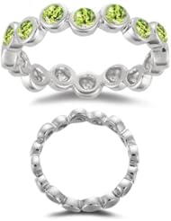 0.77 Cts Peridot Seven Stone Stack Band in 14K White Gold