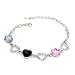 Top Value Jewelry - 6 Heart Shapes Women Bracelet with Different Colorful Crystals