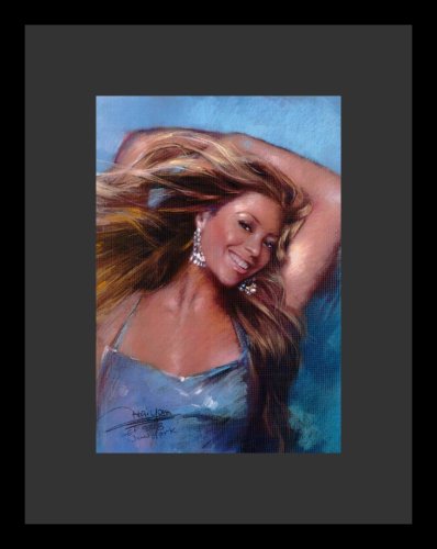 Beyonce Knowles (Blue Dress) Music Framed & Matted Poster Print - 16